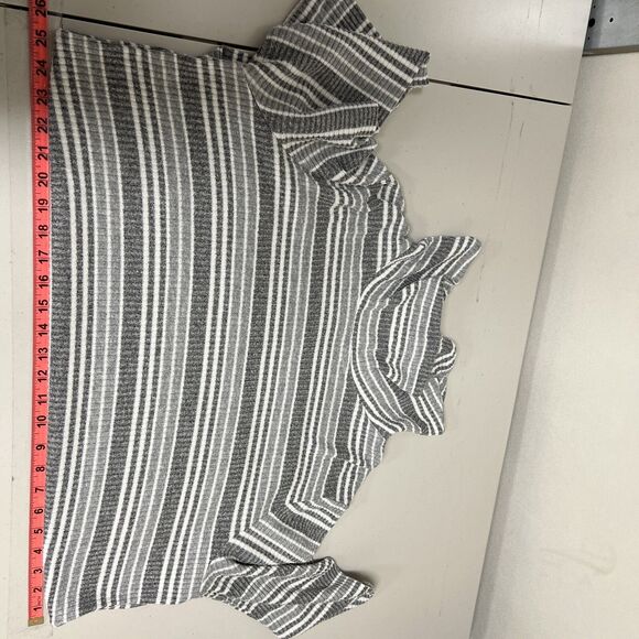 Chico’s Zenergy Cowl Neck Sweater Women’s 3 XL 16/18 Gray White Striped Ribbed - Picture 13 of 15